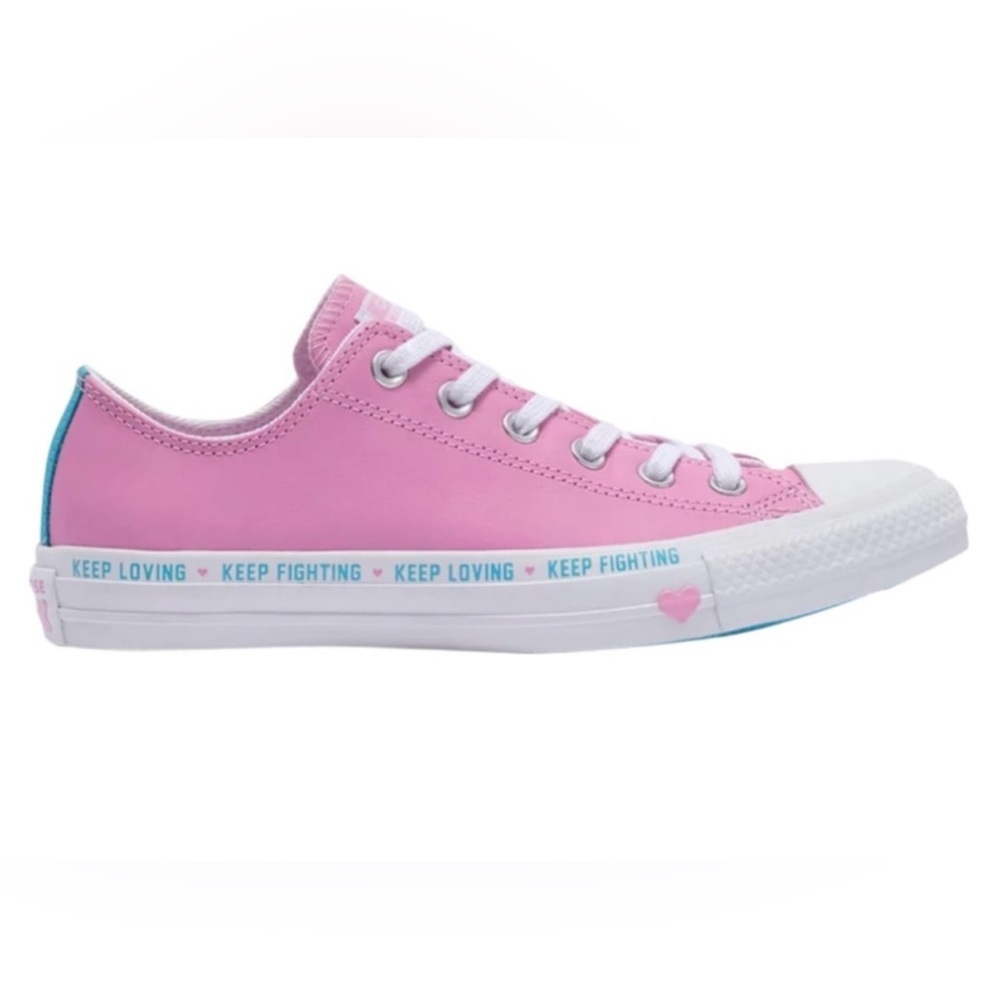 Converse Chuck Taylor “Love The Progress” Leather W-9 EUC (Chucks💗Pearls) EUC